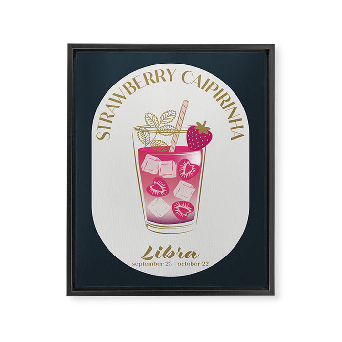 Strawberry Caipirinha Cocktail Zodiac Sign Framed Canvas Print Gallery Image 1