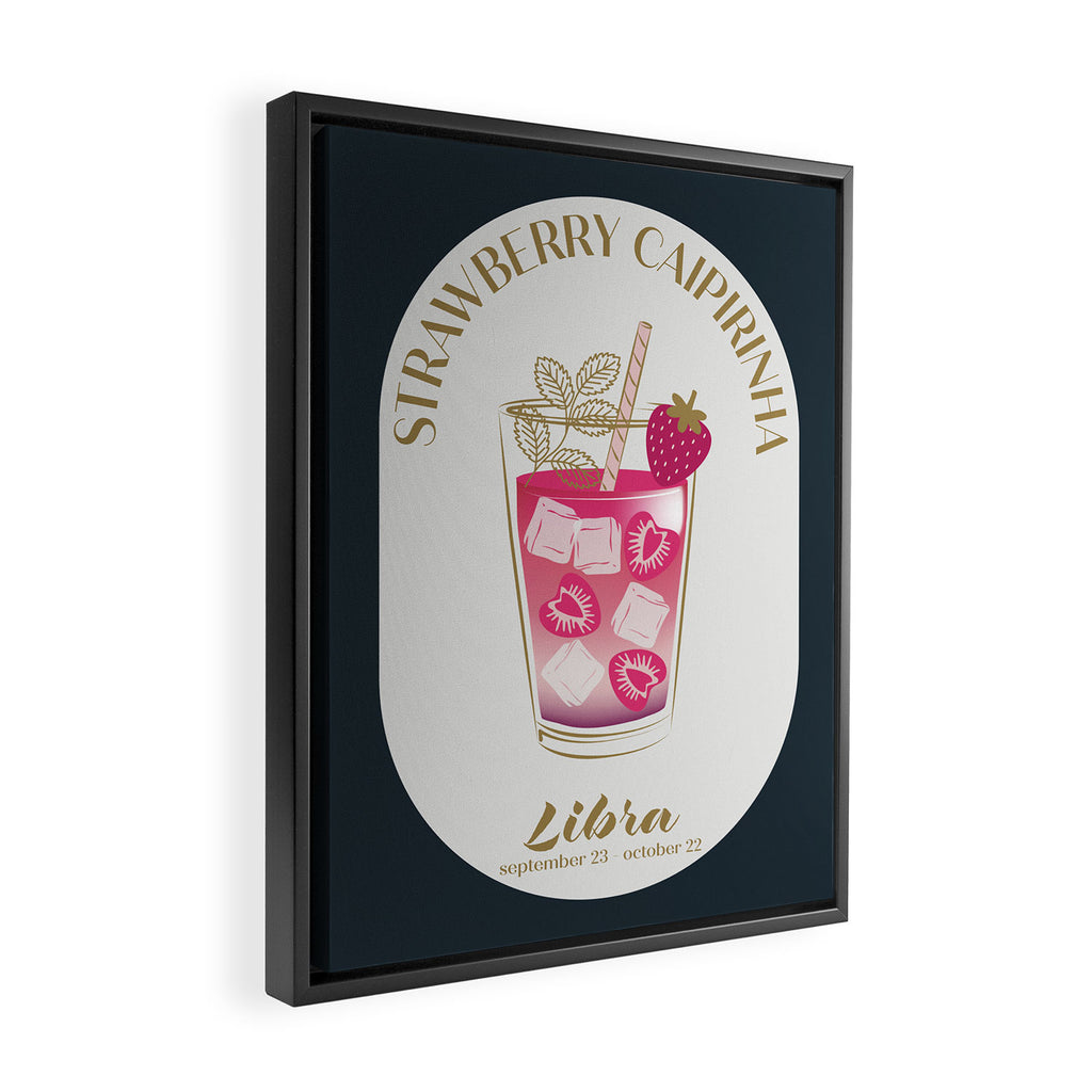 Strawberry Caipirinha Cocktail Zodiac Sign Framed Canvas Print Gallery Image 2