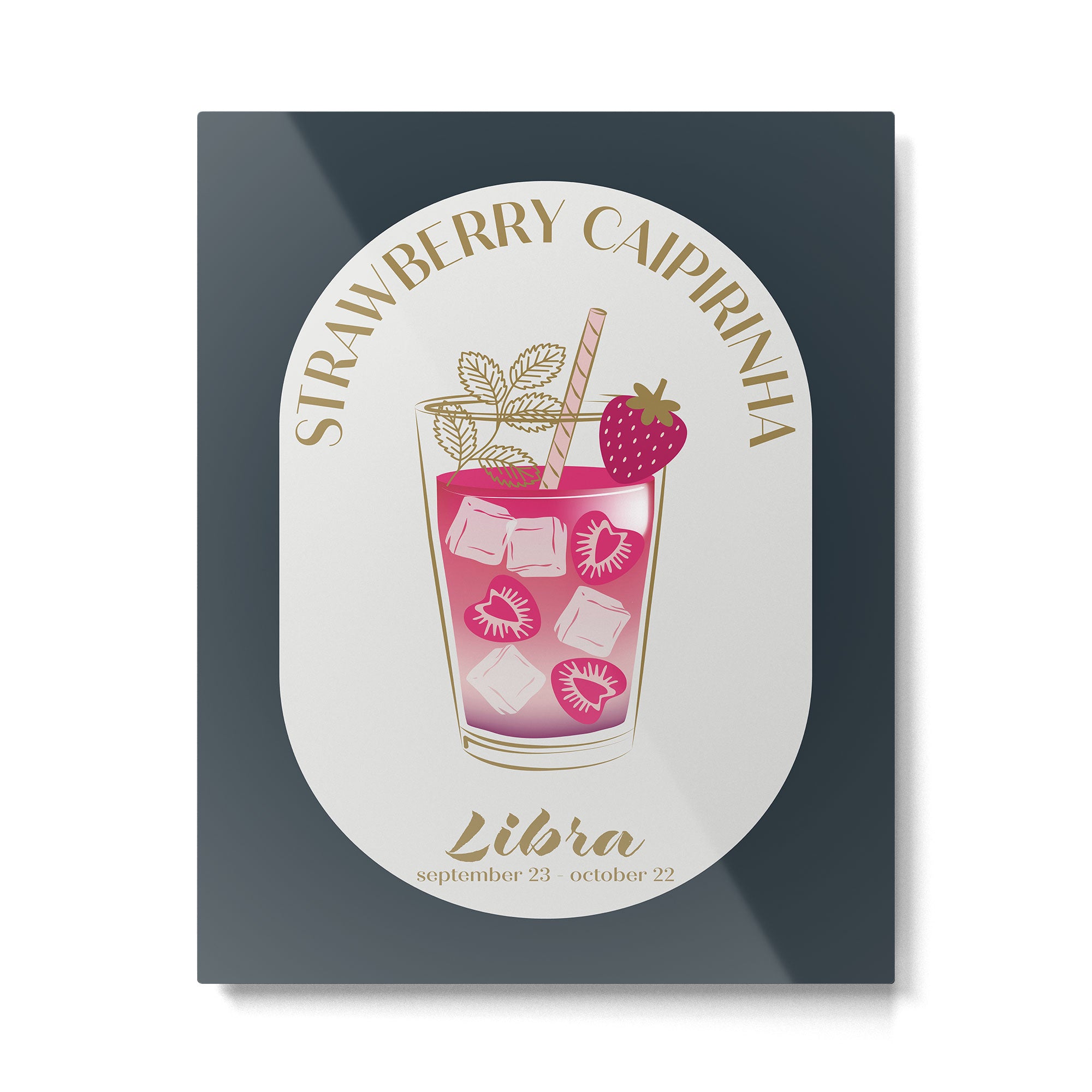 Strawberry Caipirinha Cocktail Zodiac Sign Metal Print Gallery Image 4