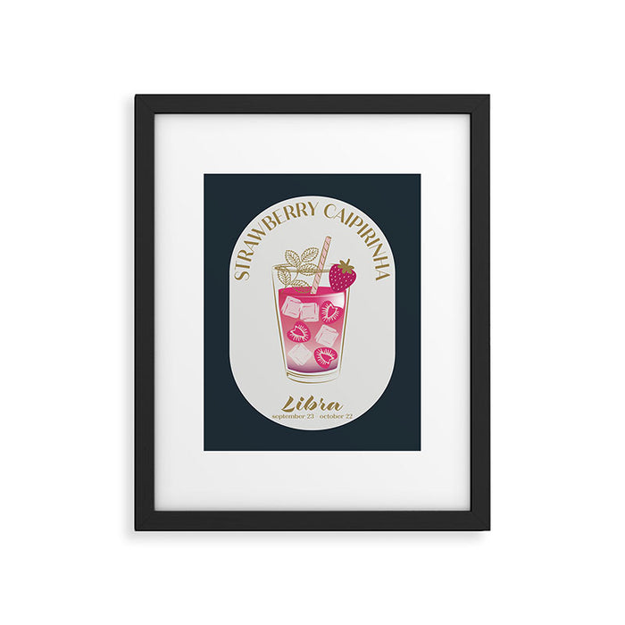 Strawberry Caipirinha Cocktail Zodiac Sign Framed Art Print Gallery Image 1