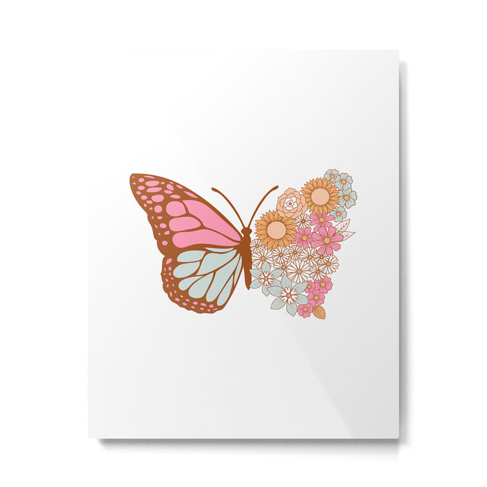Vintage Floral Butterfly Metal Print Gallery Image 1