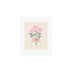 Vintage Pink Rose Bouquets with Ribbon Bows on Cream Art Print Gallery Image 1