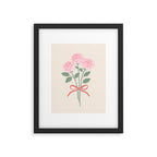 Vintage Pink Rose Bouquets with Ribbon Bows on Cream Framed Art Print Gallery Image 5
