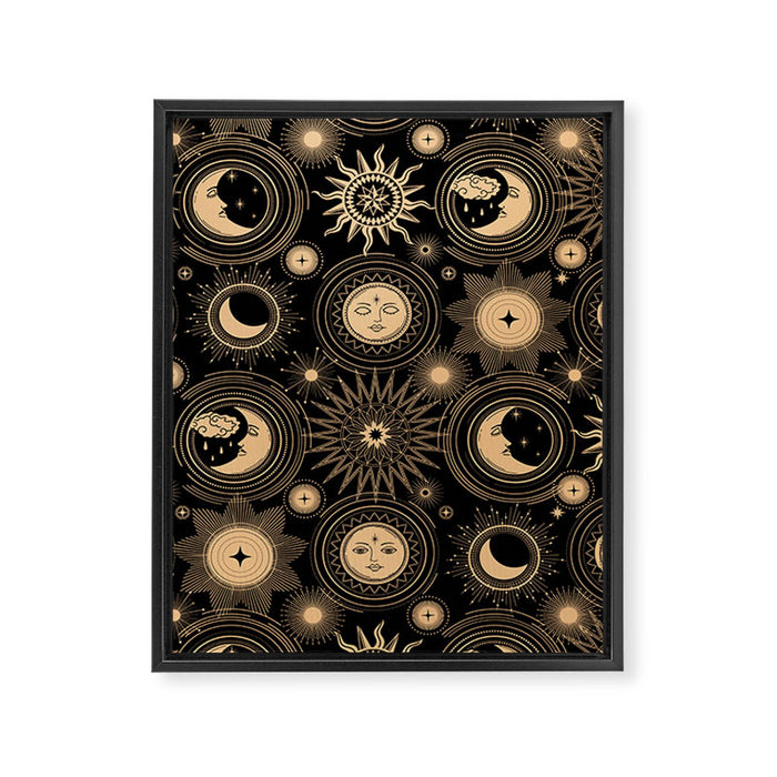 Vintage Sun & Moon Framed Canvas Print Gallery Image 1