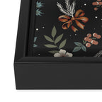 Vintage Winter Foliage with Berries, Pinecones and Ribbons on Black Framed Canvas Print Gallery Image 3