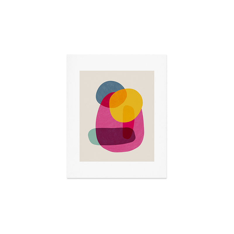 Abstract Colorful Shapes Pink Yellow Art Print Gallery Image 1