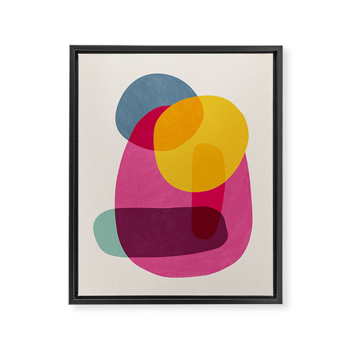 Abstract Colorful Shapes Pink Yellow Framed Canvas Print Gallery Image 1