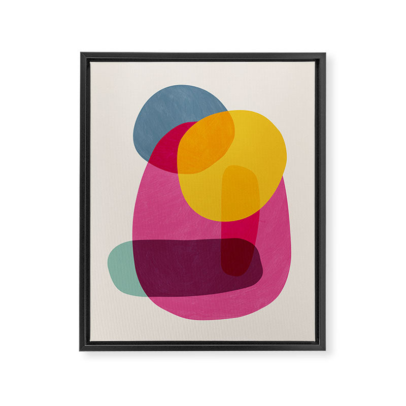 Abstract Colorful Shapes Pink Yellow Framed Canvas Print Gallery Image 8