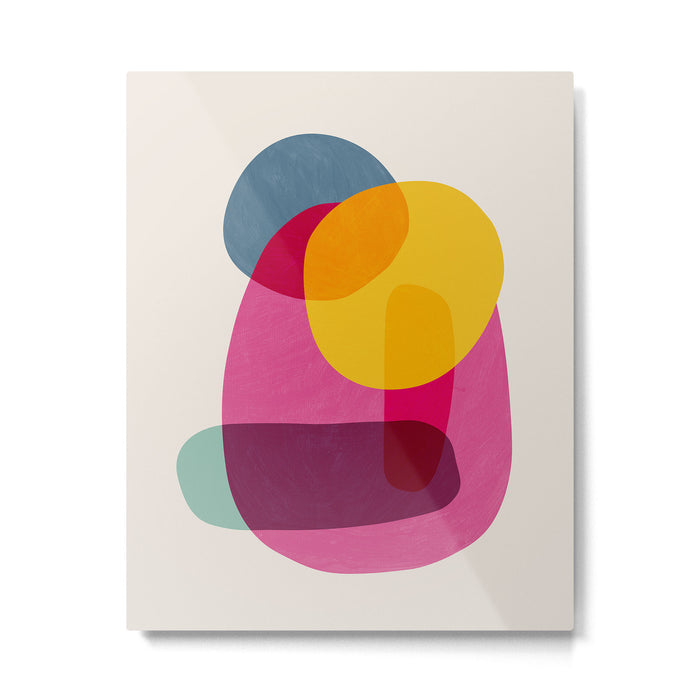 Abstract Colorful Shapes Pink Yellow Metal Print Gallery Image 1