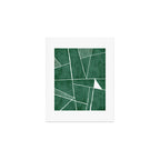 Abstract Dark Green Geometric Art White Line Design Art Print Gallery Image 1