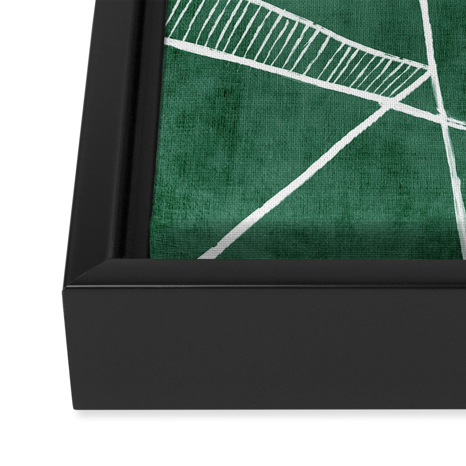 Abstract Dark Green Geometric Art White Line Design Framed Canvas Print Gallery Image 3