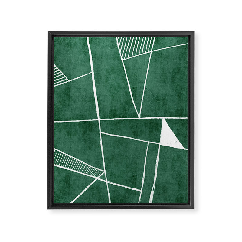 Abstract Dark Green Geometric Art White Line Design Framed Canvas Print Gallery Image 6