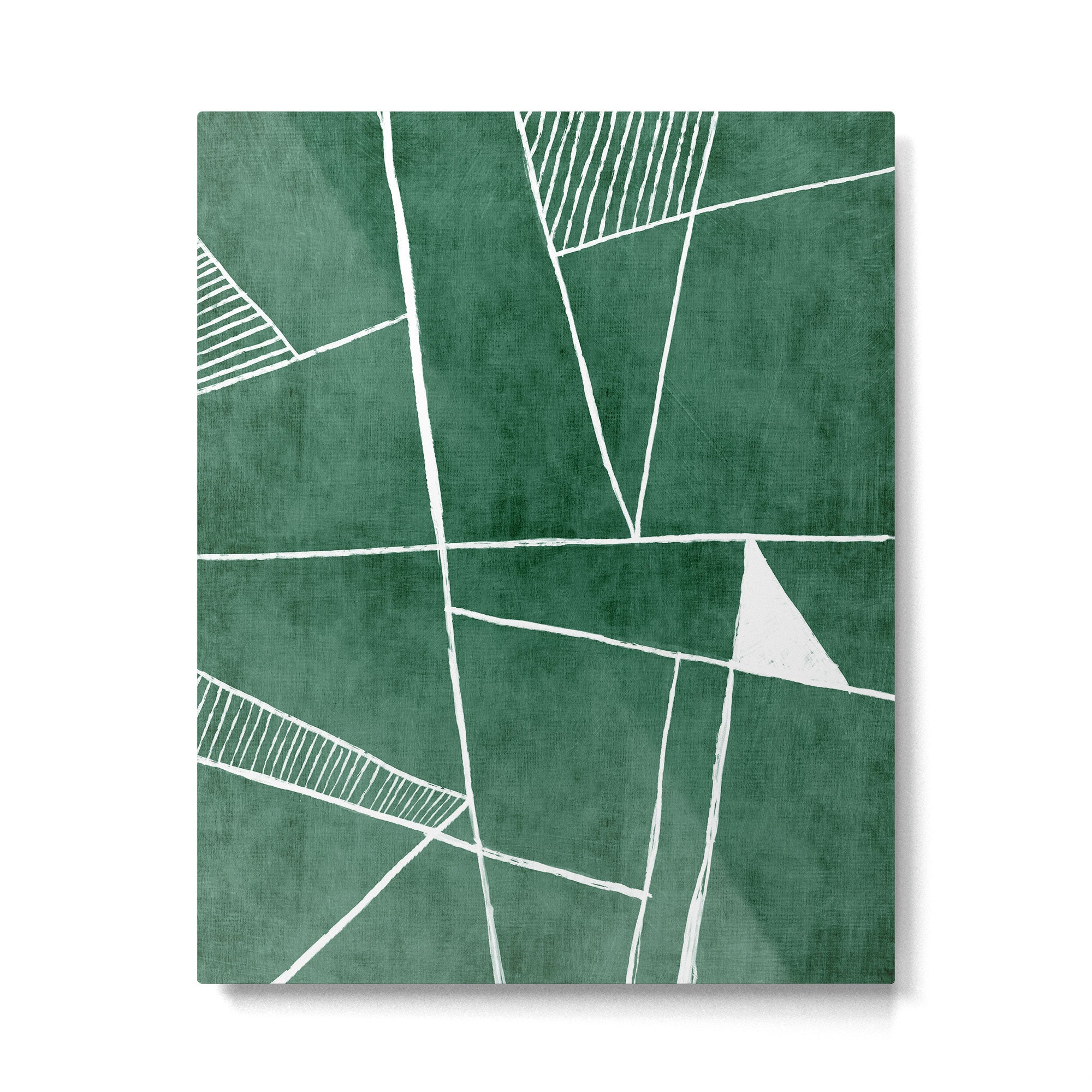 Abstract Dark Green Geometric Art White Line Design Metal Print Gallery Image 4