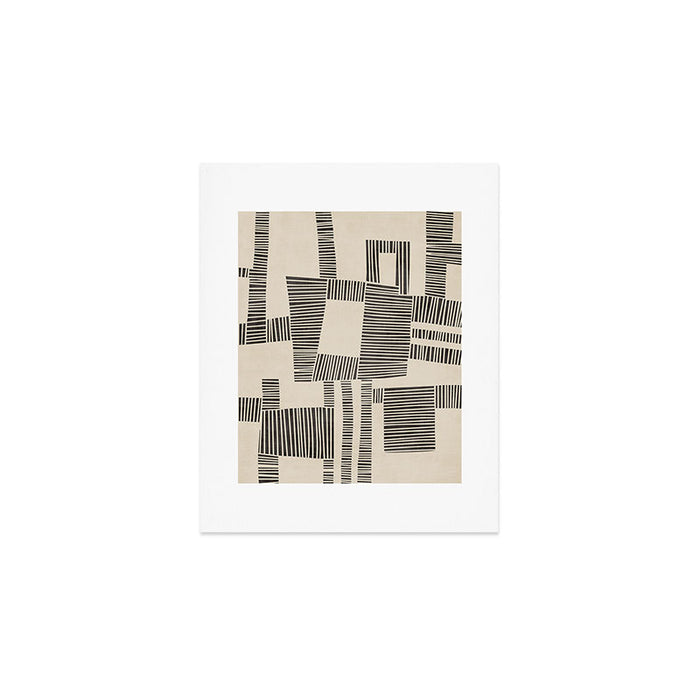 Abstract Digital Linocut Beige Black Art Art Print Gallery Image 1