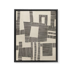 Abstract Digital Linocut Beige Black Art Framed Canvas Print Gallery Image 6
