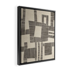 Abstract Digital Linocut Beige Black Art Framed Canvas Print Gallery Image 2