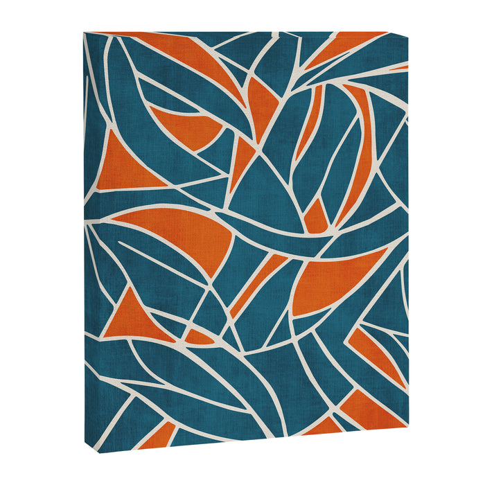 Abstract Leaves Teal Orange Artwork Canvas Print Gallery Image 1
