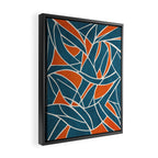Abstract Leaves Teal Orange Artwork Framed Canvas Print Gallery Image 2