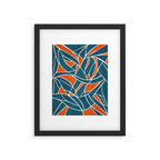Abstract Leaves Teal Orange Artwork Framed Art Print Gallery Image 5