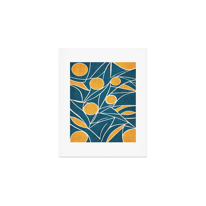 Abstract Lemon Yellow Teal Modern Artwork Art Print Gallery Image 1
