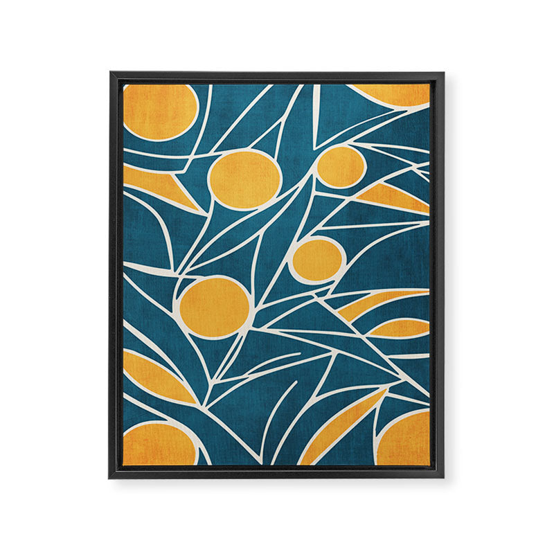 Abstract Lemon Yellow Teal Modern Artwork Framed Canvas Print Gallery Image 6