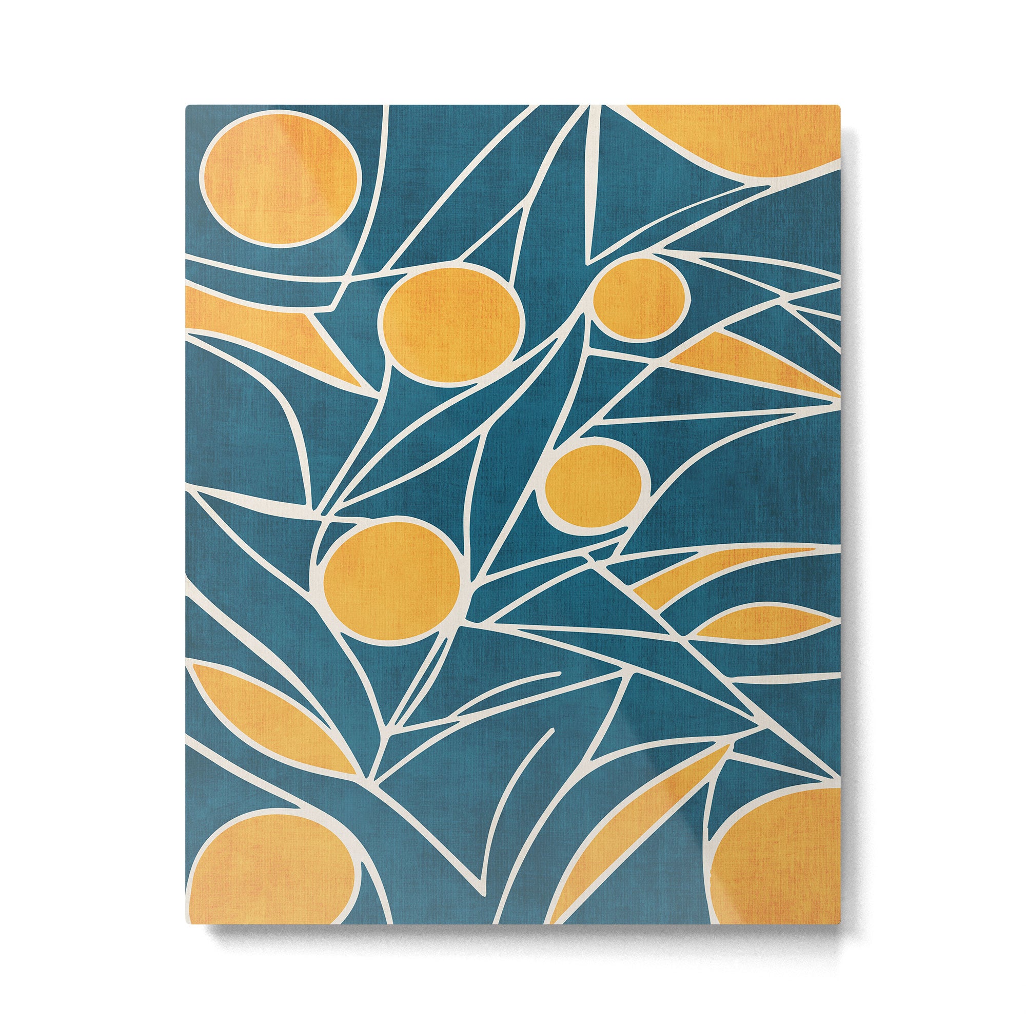 Abstract Lemon Yellow Teal Modern Artwork Metal Print Gallery Image 4
