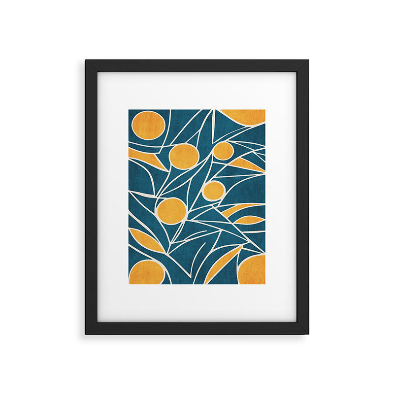 Abstract Lemon Yellow Teal Modern Artwork Framed Art Print Gallery Image 5