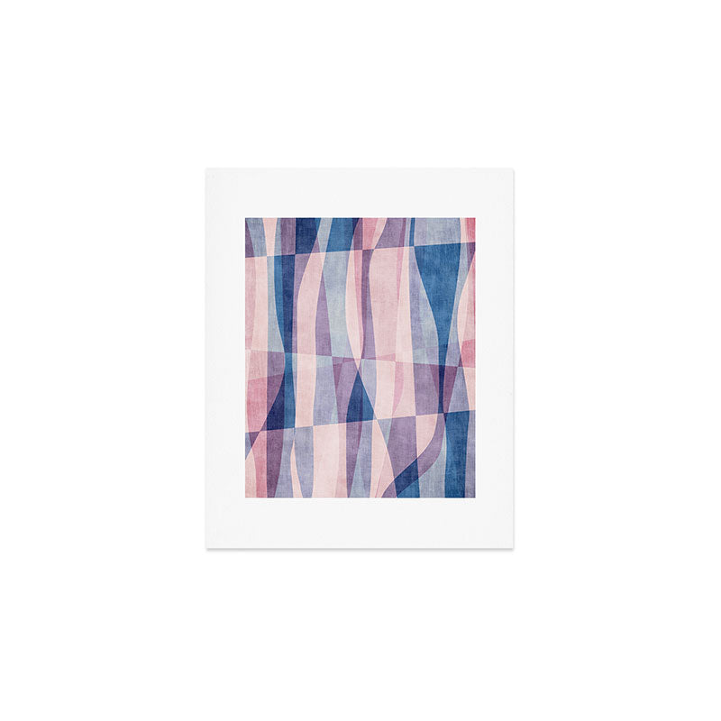 Abstract Lines Blush Pink Blue Pastel Tones Art Print Gallery Image 1