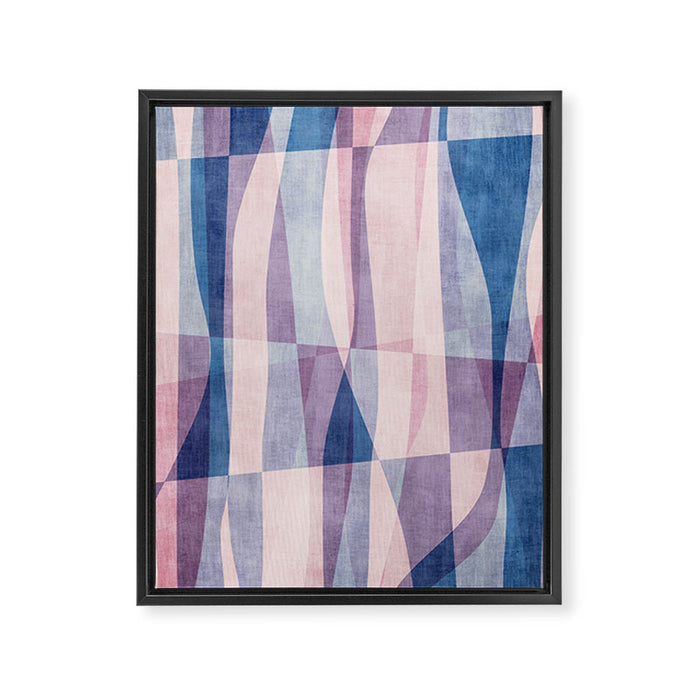 Abstract Lines Blush Pink Blue Pastel Tones Framed Canvas Print Gallery Image 1