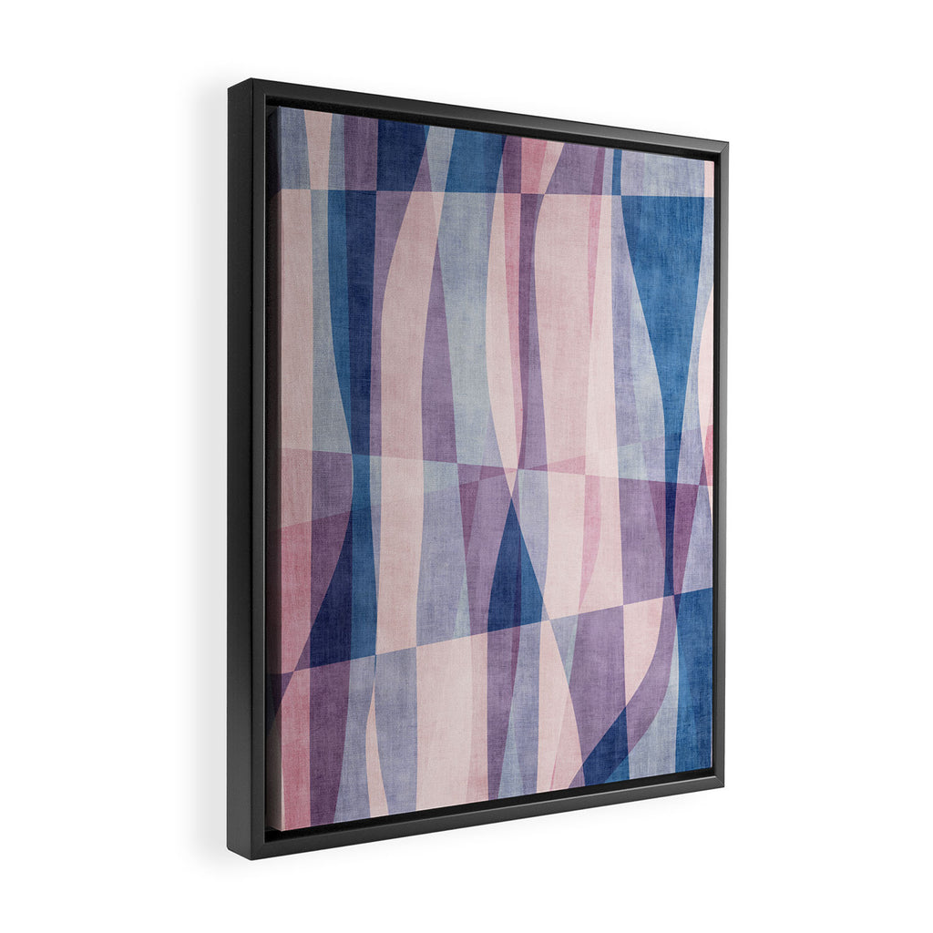Abstract Lines Blush Pink Blue Pastel Tones Framed Canvas Print Gallery Image 2