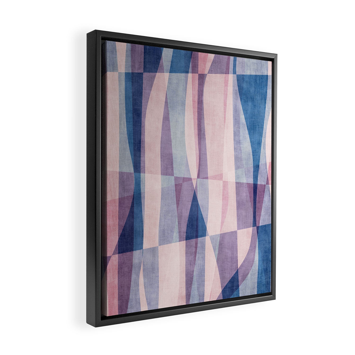 Abstract Lines Blush Pink Blue Pastel Tones Framed Canvas Print Gallery Image 2