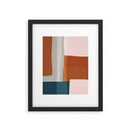 Abstract MCM Navy Burnt Orange Beige Blush Framed Art Print Gallery Image 6