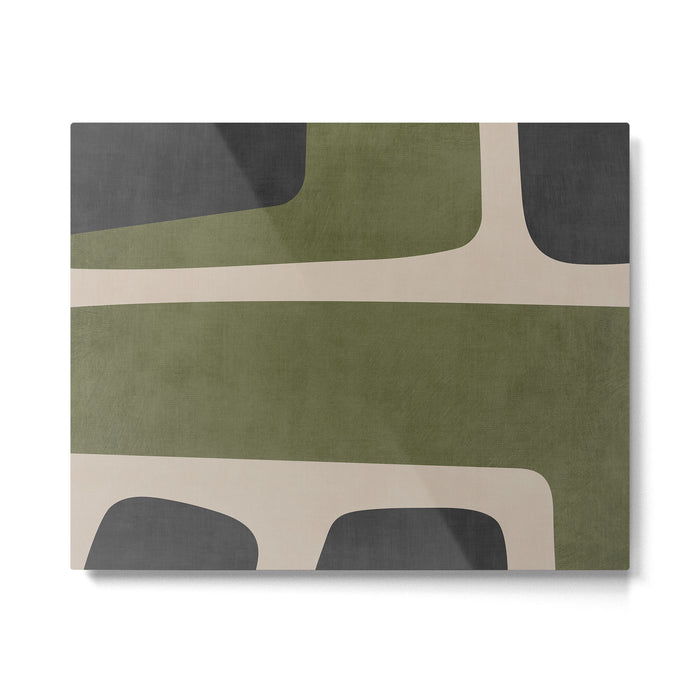 Abstract Minimalist Artwork Olive Green Black Metal Print Gallery Image 1