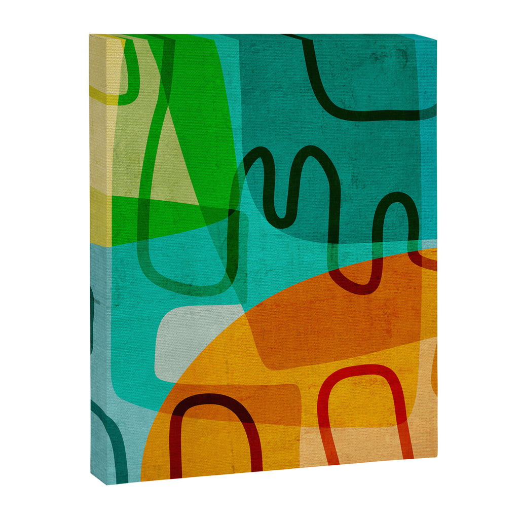 Abstract Modern Turquoise Orange Canvas Print Gallery Image 6