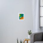 Abstract Modern Turquoise Orange Art Print Gallery Image 3