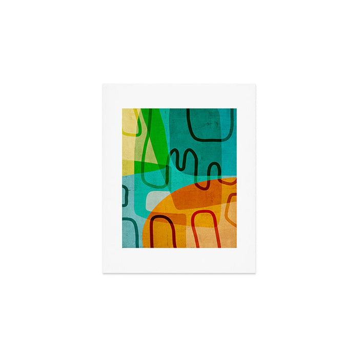 Abstract Modern Turquoise Orange Art Print Gallery Image 1