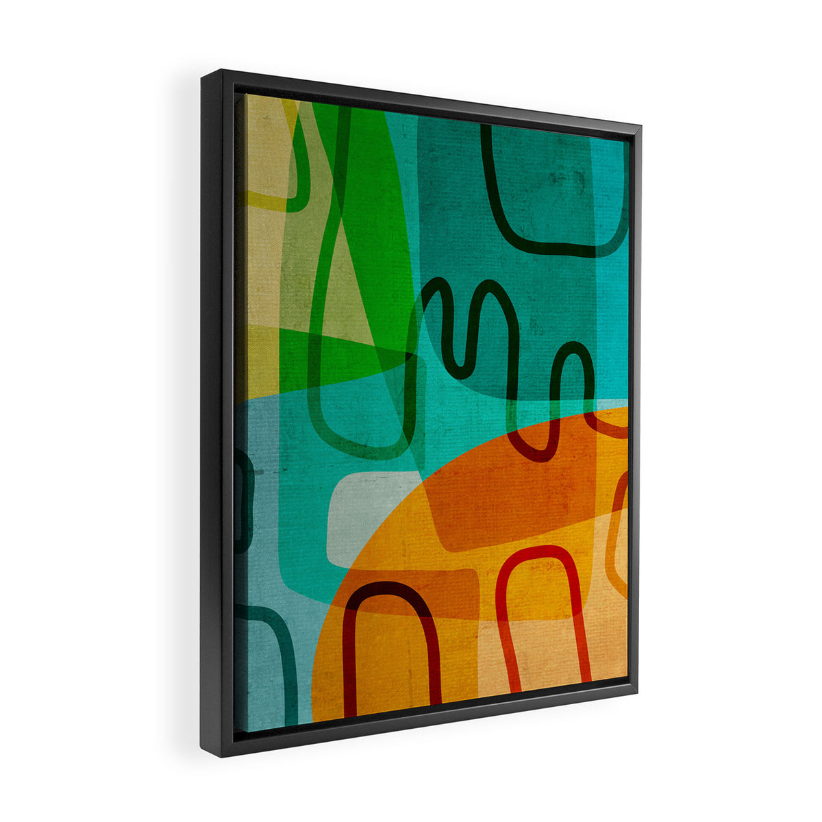 Abstract Modern Turquoise Orange Framed Canvas Print Gallery Image 2