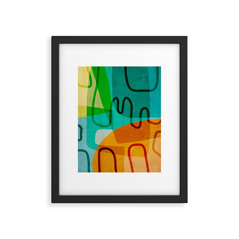 Abstract Modern Turquoise Orange Framed Art Print Gallery Image 5