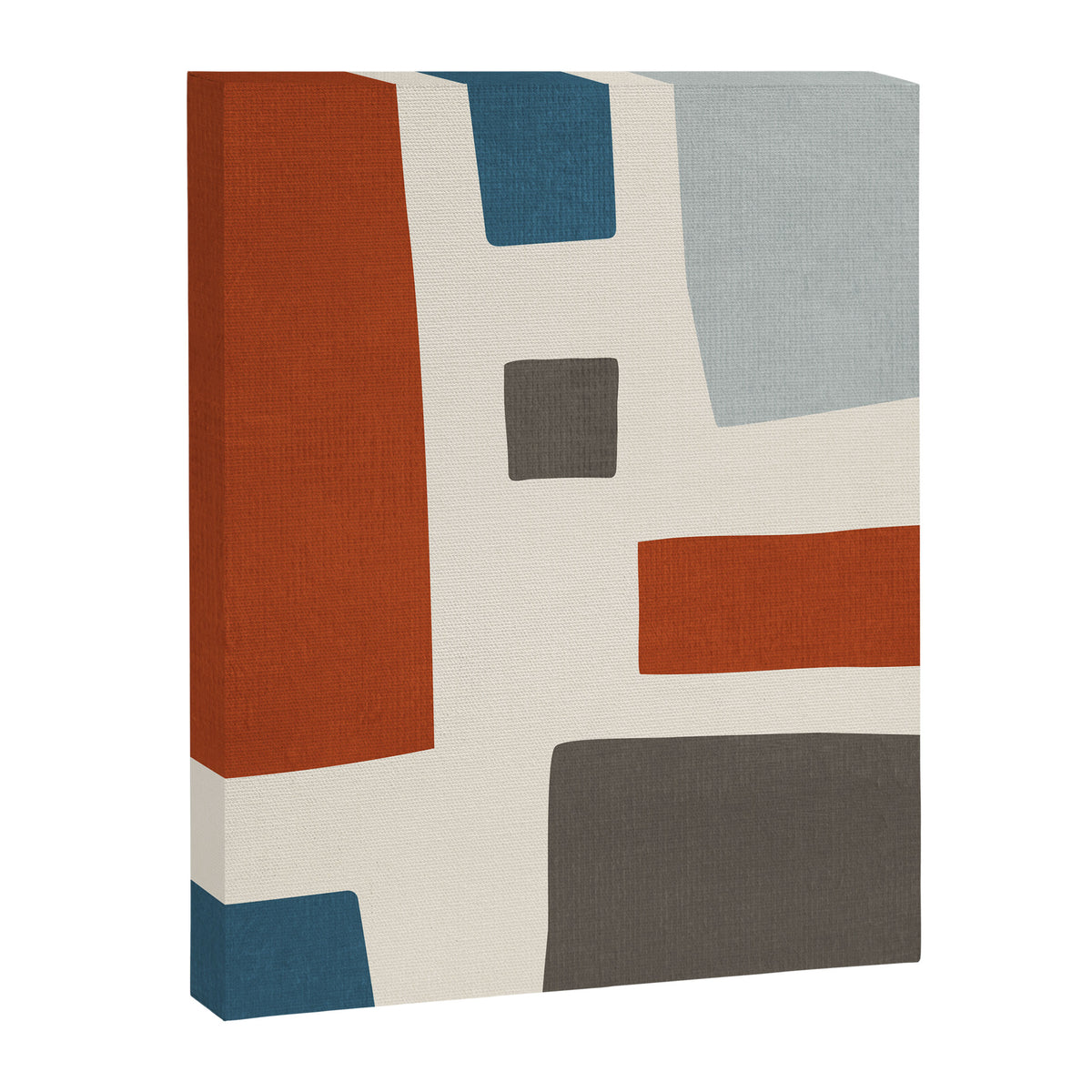 Abstract Shapes Burnt Orange Gray Blue Canvas Print Gallery Image 6