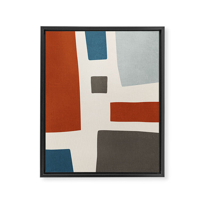 Abstract Shapes Burnt Orange Gray Blue Framed Canvas Print Gallery Image 1