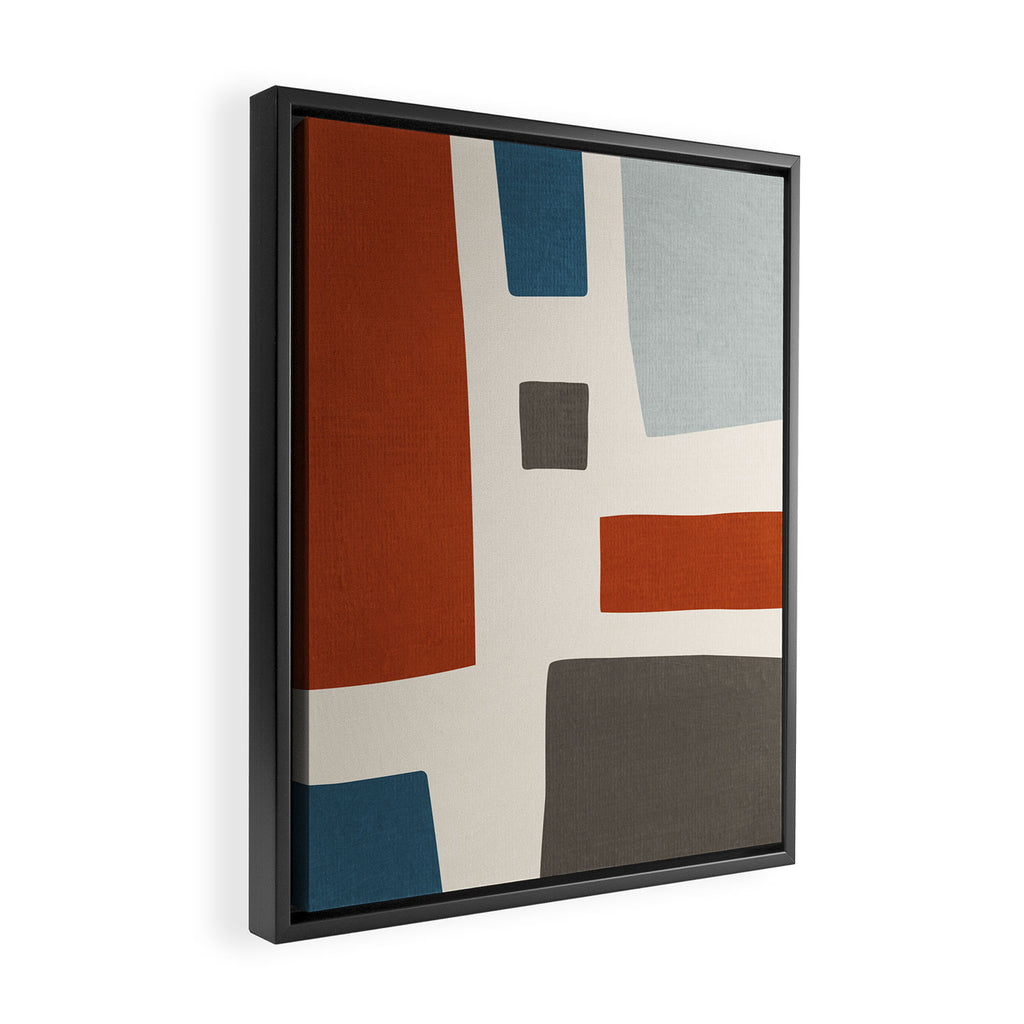 Abstract Shapes Burnt Orange Gray Blue Framed Canvas Print Gallery Image 2