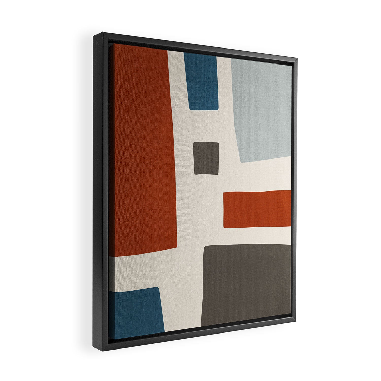 Abstract Shapes Burnt Orange Gray Blue Framed Canvas Print Gallery Image 2