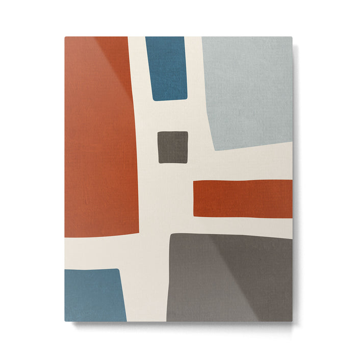 Abstract Shapes Burnt Orange Gray Blue Metal Print Gallery Image 1