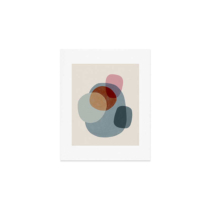 Abstract Shapes Gray Pink Rust Art Print Gallery Image 1