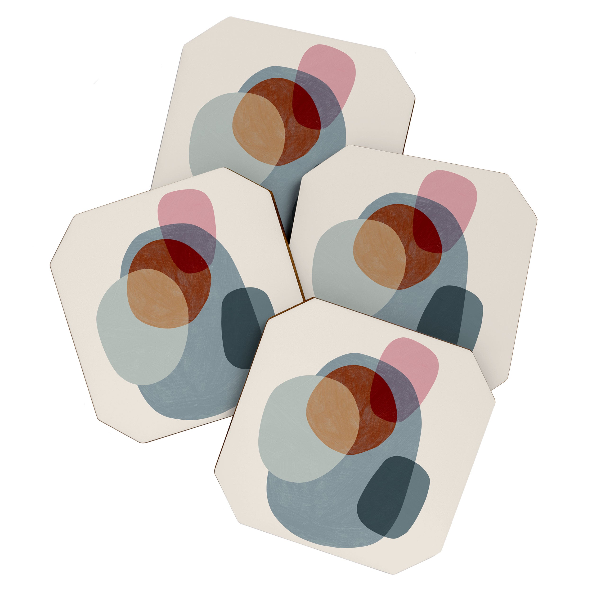 Abstract Shapes Gray Pink Rust Coaster Gallery Image 1