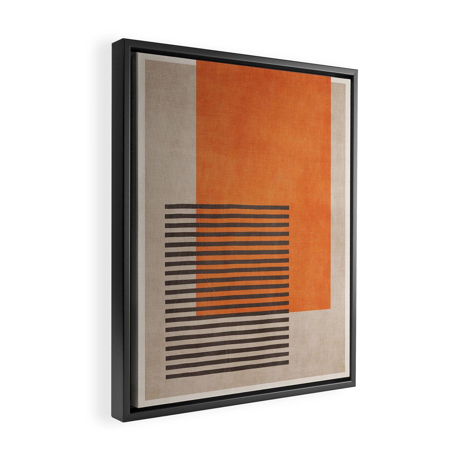 Beige Orange Geometric Abstract Minimalist Art Framed Canvas Print Gallery Image 2
