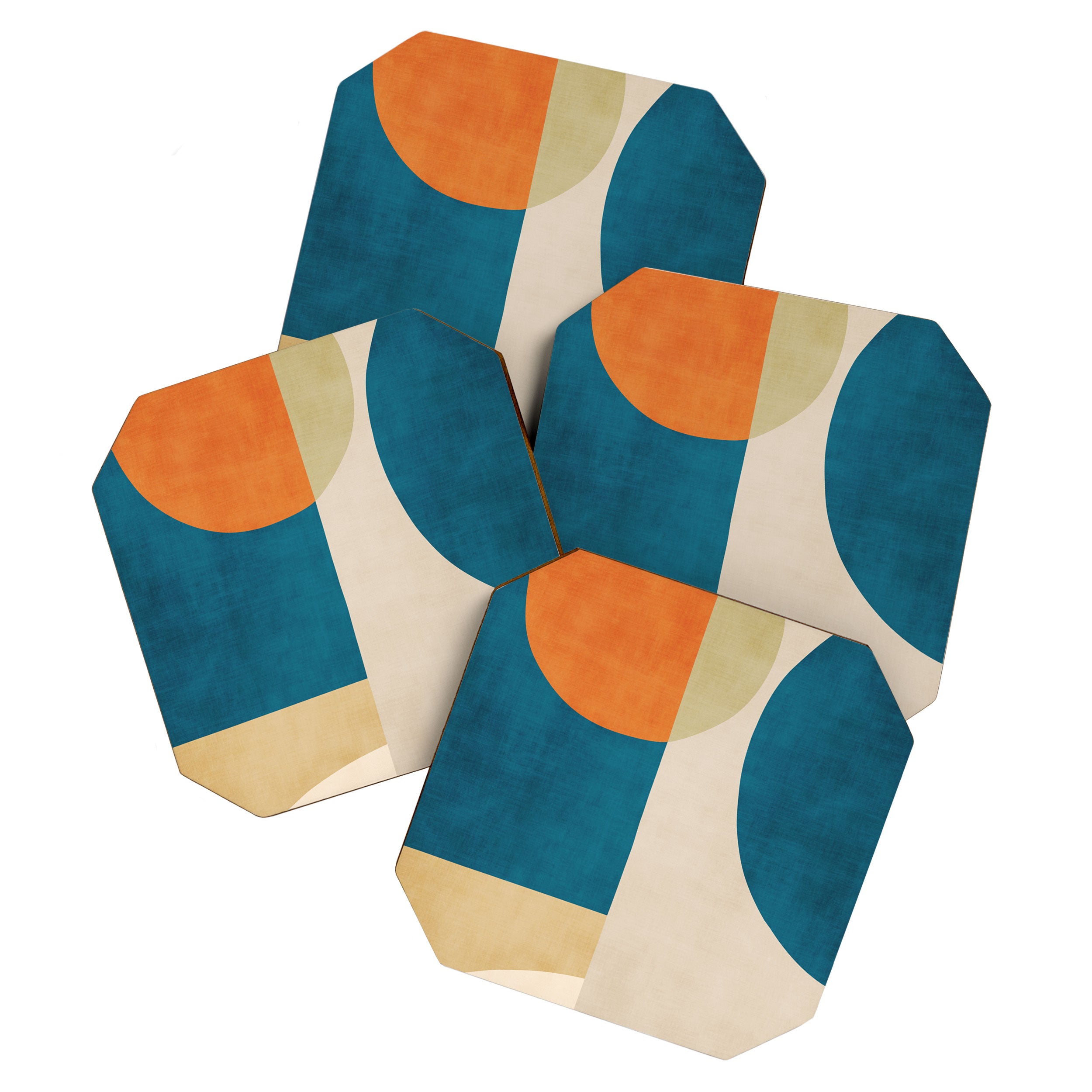 Beige Orange Navy Abstract Modern Artwork Coaster Gallery Image 1