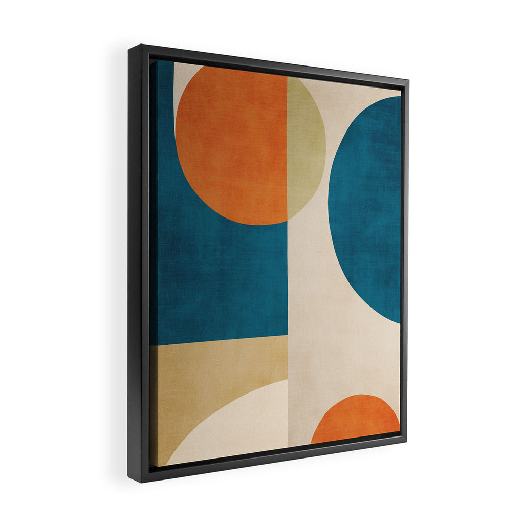 Beige Orange Navy Abstract Modern Artwork Framed Canvas Print Gallery Image 2