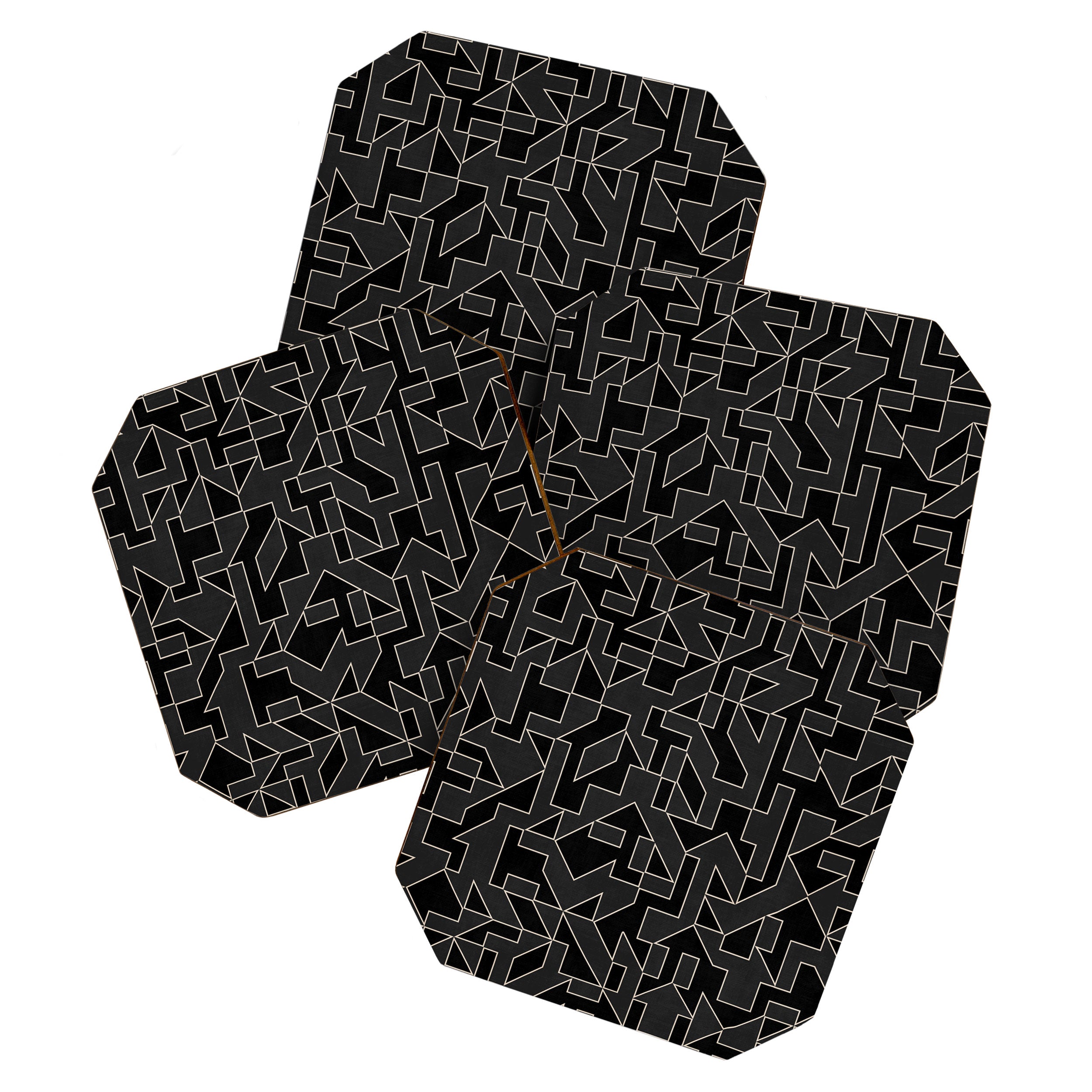 Black and White Geometric Abstract Artwork Coaster Gallery Image 1