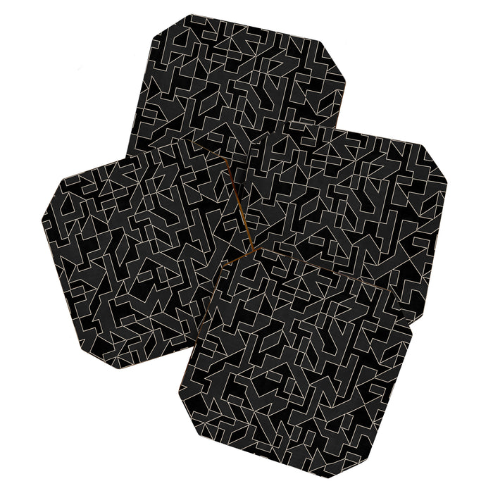 Black and White Geometric Abstract Artwork Coaster Gallery Image 1